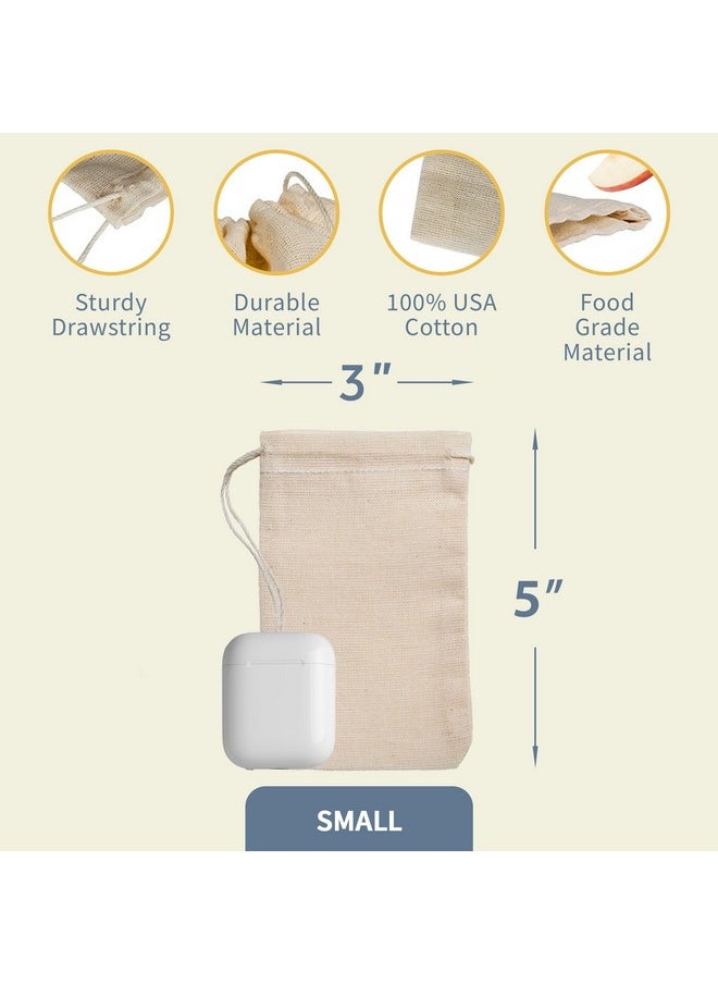 Celestial Gifts Muslin Bags Drawstring Bags Small 100Pcs 3X5 Reusable Tea Bags Jewelry Gift Spice And Cotton Gift Sachet Bags 100% Cotton Made In Usa (Natural Hem & Drawstring)  - Image 4