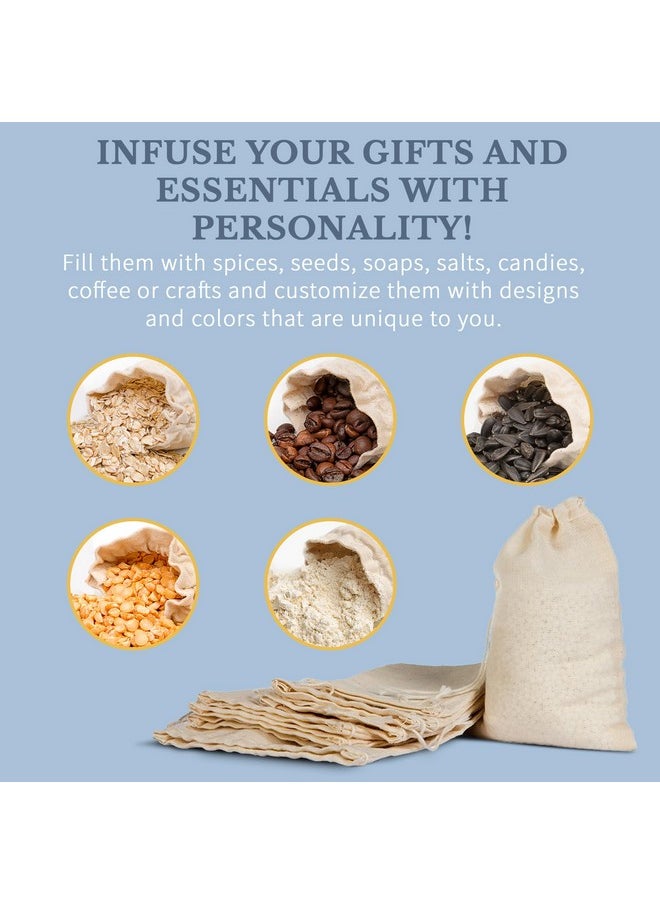 Celestial Gifts Muslin Bags Drawstring Bags Small 100Pcs 3X5 Reusable Tea Bags Jewelry Gift Spice And Cotton Gift Sachet Bags 100% Cotton Made In Usa (Natural Hem & Drawstring)  - Image 5