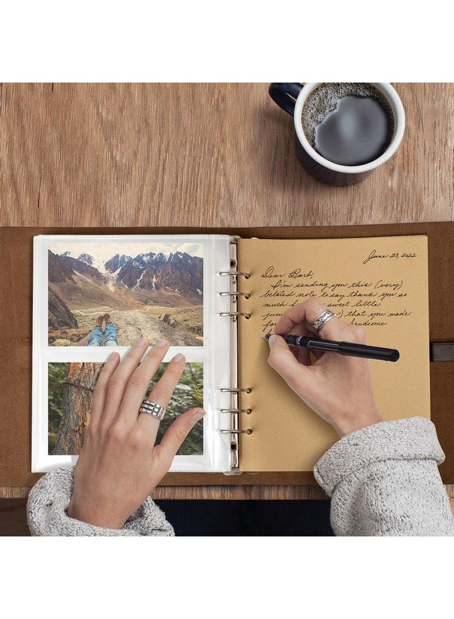 NEONSIGNS ألبوم صور 4x6 200 صورة، ألبومات صور جلدية أصلية مع مساحة للكتابة مع 30 ورقة كتابة، ألبوم صور عائلي للسفر، زفاف، أطفال، تخرج، صورة بالموجات فوق الصوتية، ألبوم صور للأطفال (زهور) - Image 3