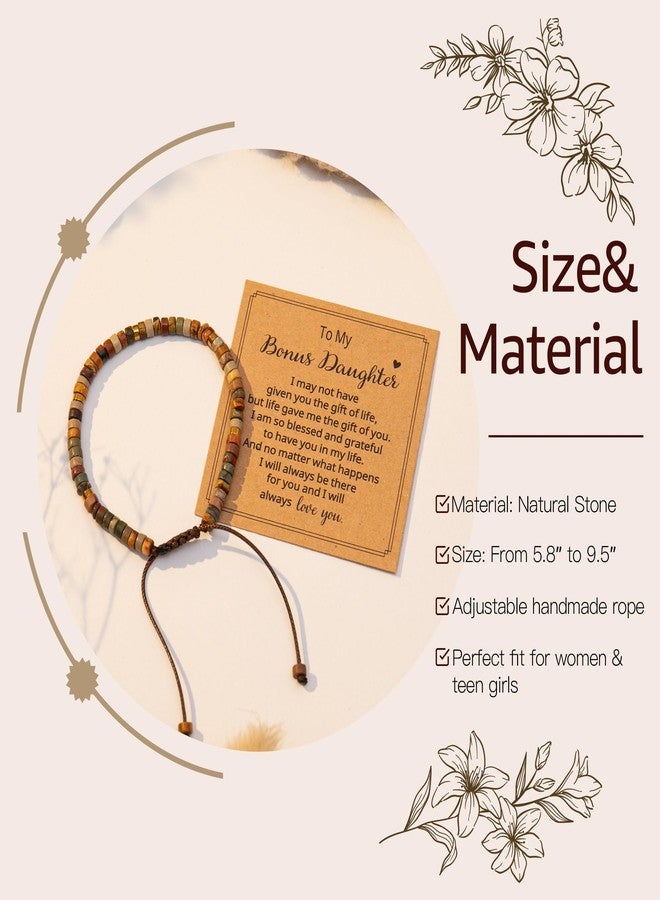 AGOT Bonus Daughter Gifts from Stepmom - To My Bonus Daughter Natural Stone Bracelets Beads Funny Birthday Gifts Thanksgiving Day Present - Image 2