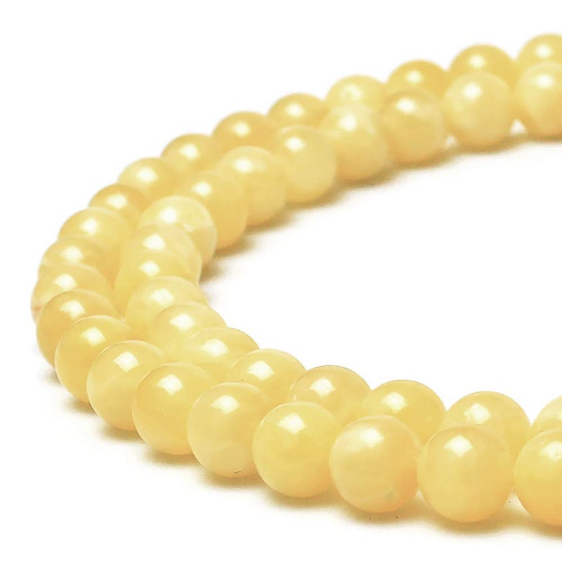MJDCB Natural Yellow Marble Jade Round Stone Beads for Jewelry Making DIY Bracelet Necklace 6mm