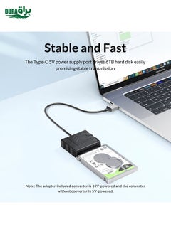 BURAQ ORICO UTS1 Type-C / USB-C USB 3.0 2.5-inch SATA HDD Adapter with 12V 2A Power Adapter, Cable Length:1m(US Plug)  - Image 4