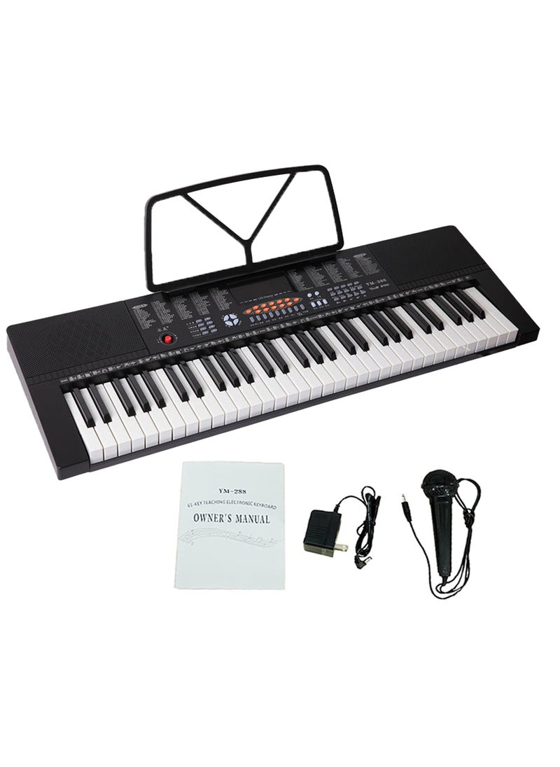 Mike Music - 61-Key Electronic Keyboard with Stand, Microphone & Teaching Modes - Pink, 83.5 cm x 28 cm x 8.5 cm, 2.6 kg, Ideal for Kids & Beginners Black - Image 1