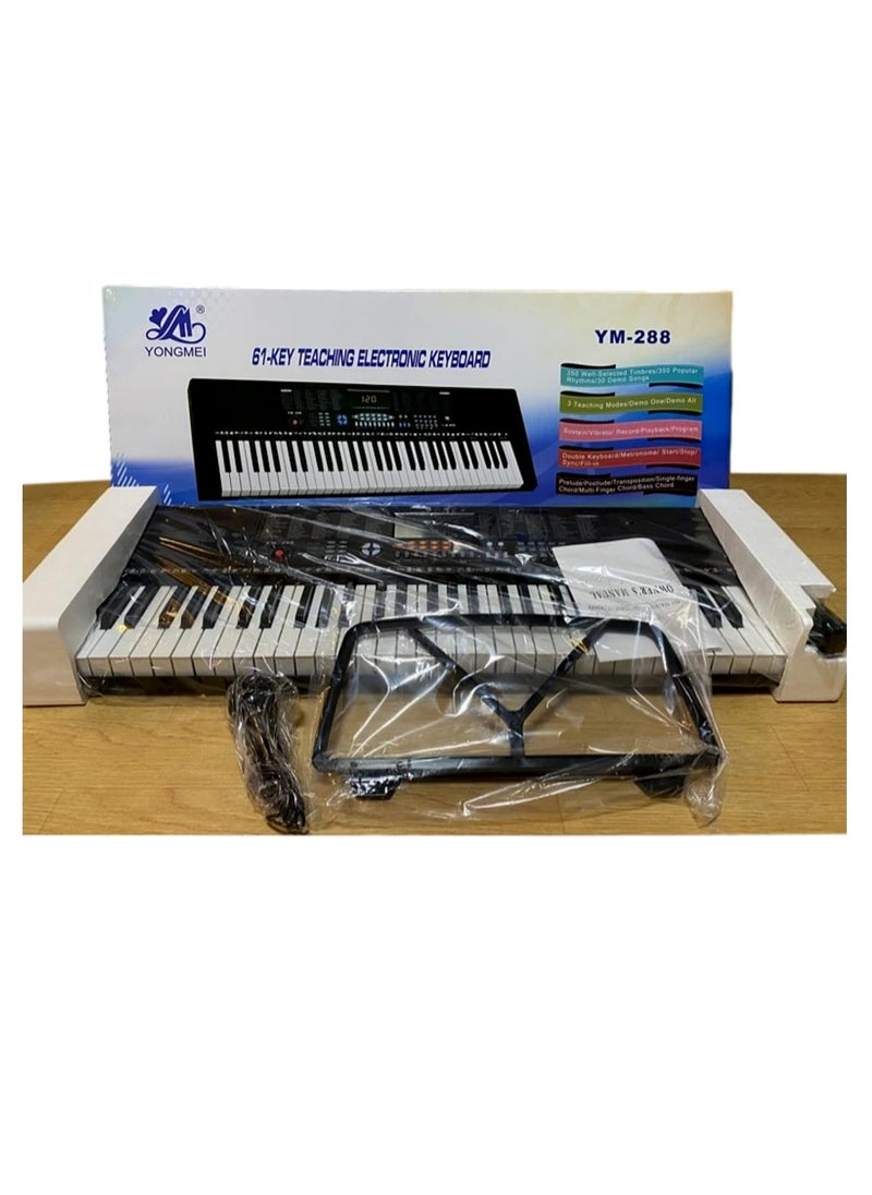 Mike Music - 61-Key Electronic Keyboard with Stand, Microphone & Teaching Modes - Pink, 83.5 cm x 28 cm x 8.5 cm, 2.6 kg, Ideal for Kids & Beginners Black - Image 1