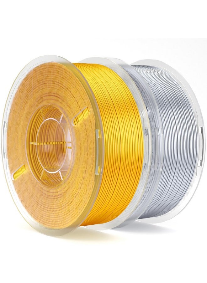 إليجو خيوط ELEGOO Silk PLA 1.75 مم باللونين الذهبي والفضي 2 كجم، دقة أبعاد خيوط الطابعة ثلاثية الأبعاد +/- 0.02 مم، عبوتان من بكرة 1 كجم (2.2 رطل) خيوط الطباعة ثلاثية الأبعاد تناسب معظم طابعات FDM ثلاثية الأبعاد  - Image 1