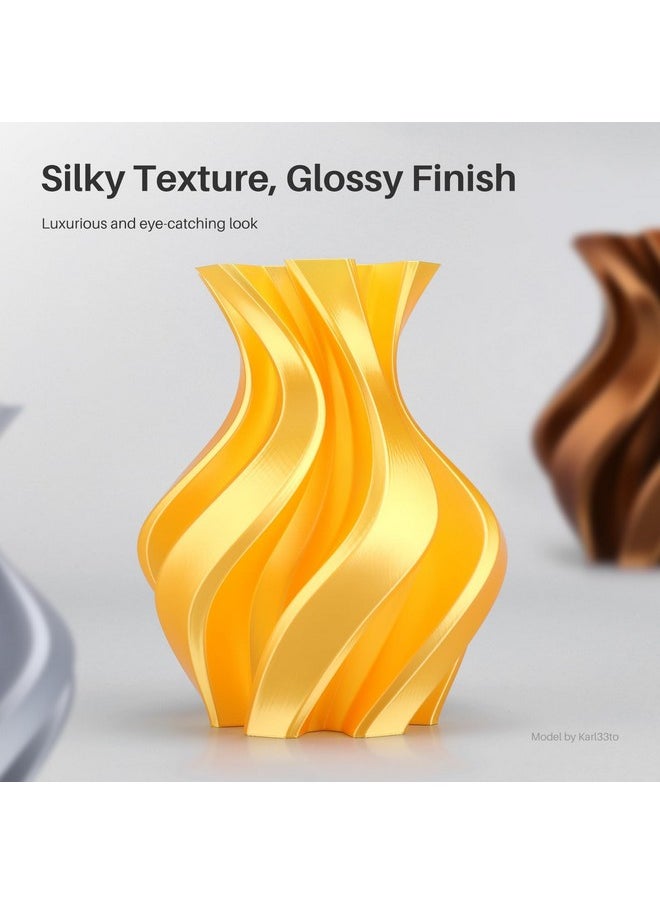 إليجو خيوط ELEGOO Silk PLA 1.75 مم باللونين الذهبي والفضي 2 كجم، دقة أبعاد خيوط الطابعة ثلاثية الأبعاد +/- 0.02 مم، عبوتان من بكرة 1 كجم (2.2 رطل) خيوط الطباعة ثلاثية الأبعاد تناسب معظم طابعات FDM ثلاثية الأبعاد  - Image 2