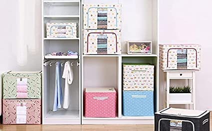 Salepush 66 Liter Clothes Storage Foldable Steel Frame Organizer Bag Large Capacity Storage Cover for Clothes Blankets Bedding Sari Toys and More 66 Liter Storage Bag Multi - Image 5