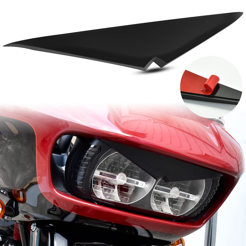 VEISUTOR Headlight Eyebrows Sticker for 2015Up Road Glide Black Headlamp Eyebrow Eyelids Upper Tip Trim Decoration Cover Visor Decoration for Harley Davidson Road Glide 2015Later Accessories