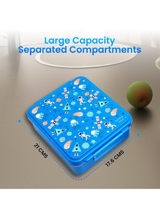 Bamboo Bark Astro-Space Dark Kids Lunch Box – Insulated Lunch Bag for Boys and Girls, Durable and Lightweight, Space Rocket & Planet Design, Perfect for School, Daycare, Travel, and Picnics - Image 2