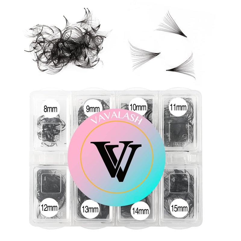 VAVALASH 600 Fans Premade Fans Eyelash Extensions 5D-24D Premade Lash Fans 8-15mm Mixed Length Promade Loose Fans Thin Base Premade Volume Lash Extension(16D-0.05-D-8-15mm) - Image 1