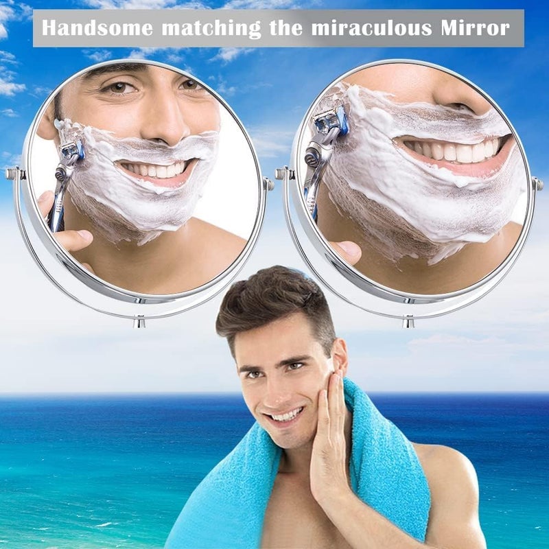 Zipron Makeup MirrorMagnifying Glass Mirror MakeupDouble Side MagnificationTabletop Vanity Hand Mirrors Stand5X and 1XMenWomenSilver Oval Framed - Image 5