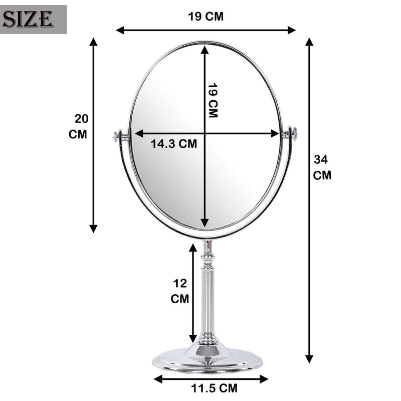 Zipron Makeup MirrorMagnifying Glass Mirror MakeupDouble Side MagnificationTabletop Vanity Hand Mirrors Stand5X and 1XMenWomenSilver Oval Framed - Image 2
