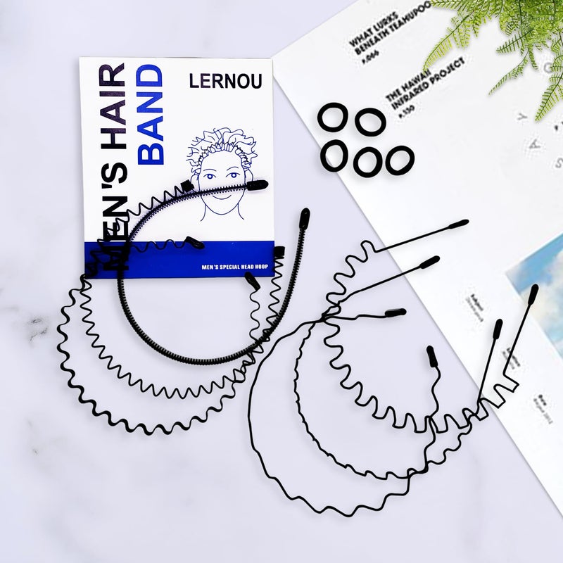 LERNOU Metal Headbands for Men and Women, Wavy Adjustable Wire Hair Bands, Unisex Non-Slip Elastic Headband for Workout, Face Washing, Curly Hair & Daily Use. (6 Pack) - Image 5