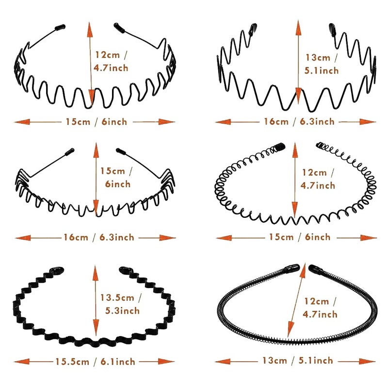 LERNOU Metal Headbands for Men and Women, Wavy Adjustable Wire Hair Bands, Unisex Non-Slip Elastic Headband for Workout, Face Washing, Curly Hair & Daily Use. (6 Pack) - Image 4