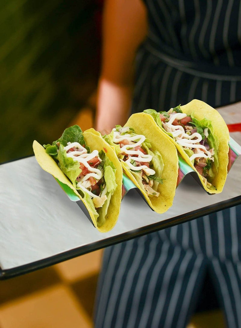 4-Pack Stainless Steel Taco Holders - Oven Safe Taco Stand Rack, Dishwasher u0026 Grill Safe Tray for Baking and Serving Tacos