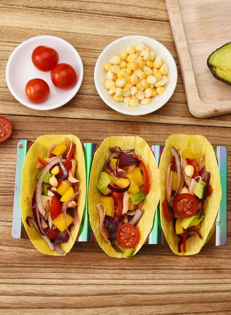 4-Pack Stainless Steel Taco Holders - Oven Safe Taco Stand Rack, Dishwasher u0026 Grill Safe Tray for Baking and Serving Tacos