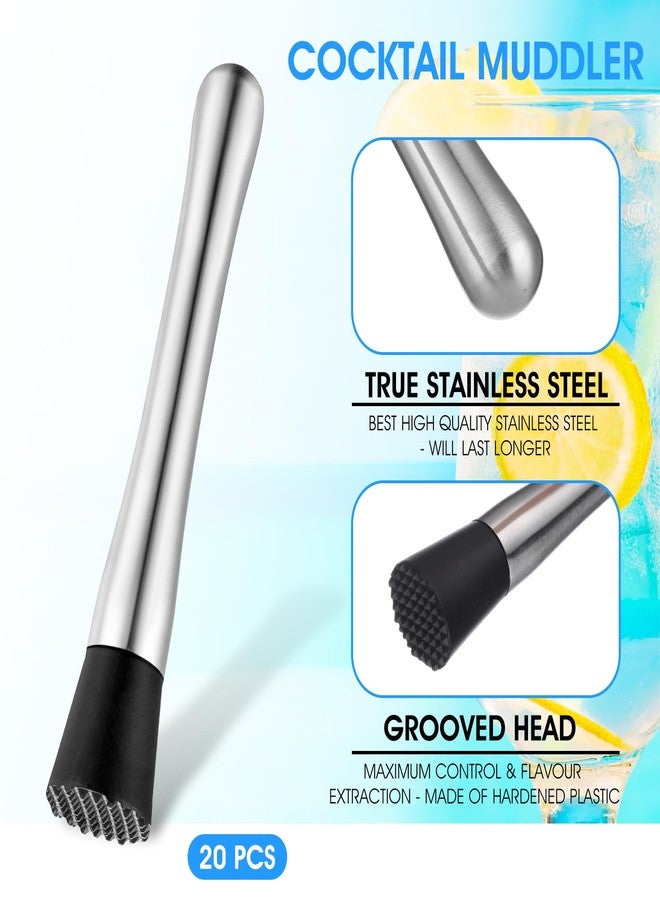 Tobeelec 20 Pcs Muddler for Cocktails - Stainless Steel Bar Muddler Tool, Muller for Drinks Ice Crusher, Bartender Tools Set Home Bartender Bars Accessories - Image 3