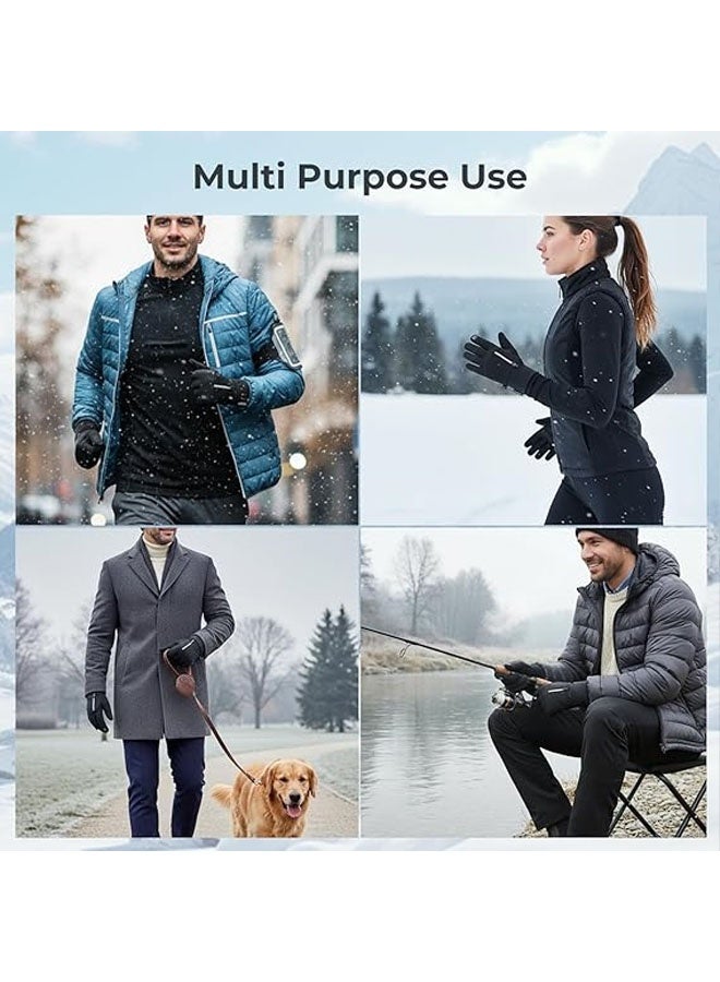 Winter Fingerless Touch Screen Gloves for Men Women Cold Weather Windproof Thermal Sports Gloves with Zippered Pocket - Image 3