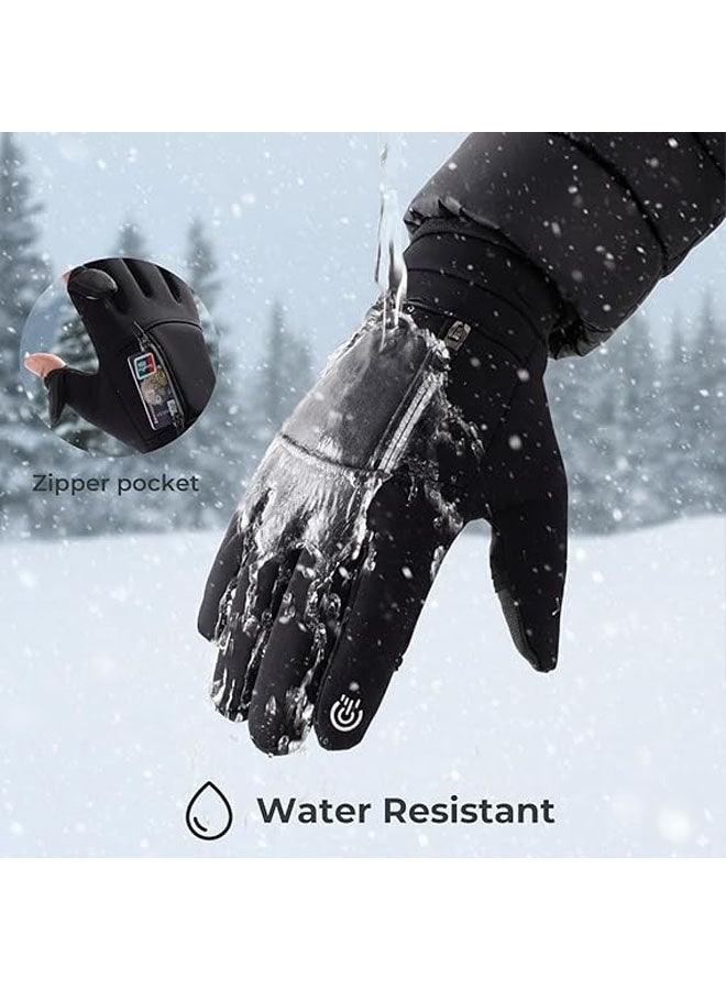 Winter Fingerless Touch Screen Gloves for Men Women Cold Weather Windproof Thermal Sports Gloves with Zippered Pocket - Image 5
