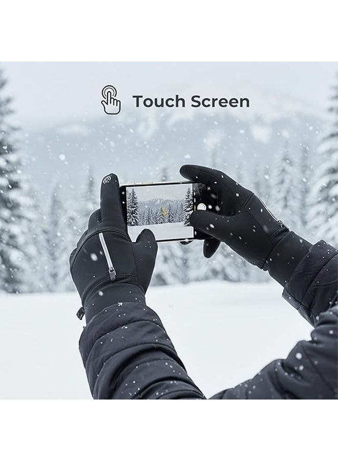 Winter Fingerless Touch Screen Gloves for Men Women Cold Weather Windproof Thermal Sports Gloves with Zippered Pocket - Image 2