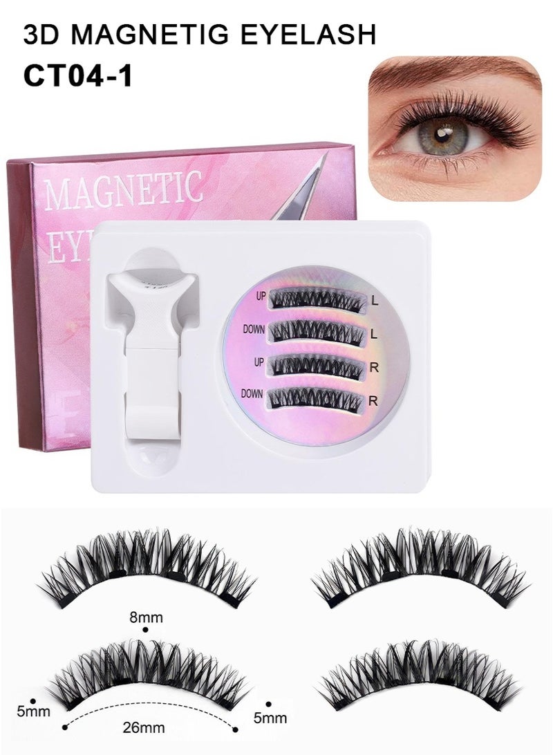 ميرتينج رموش مغناطيسية كاملة للعين قابلة لإعادة الاستخدام مع أداة وضع لا تحتاج إلى غراء مجموعة رموش بمظهر طبيعي سهلة الارتداء والإزالة CT04-1 - Image 1