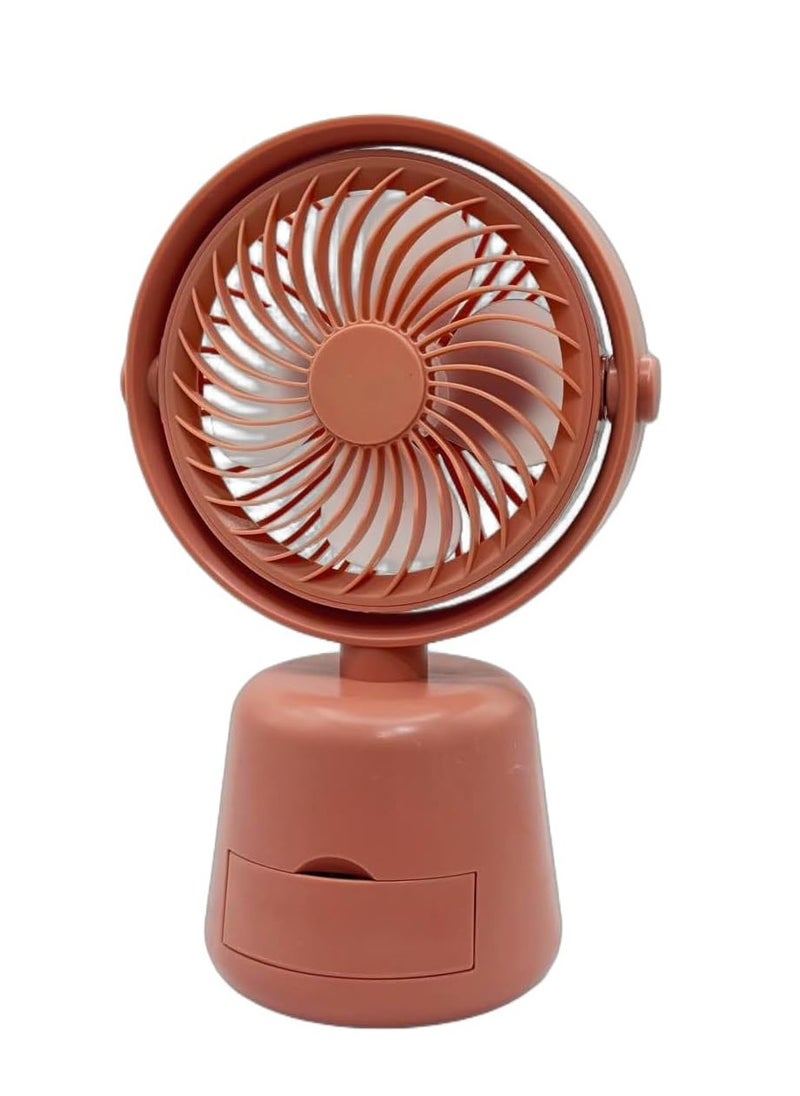 Portable Mini Table Fan with Storage function and Random DIY Stickter, 2 Speed Mode, Desktop Fan Electric Fan Air Cooler Portable Fan for Home Student Dormitory and Office Fan, | Random Color |