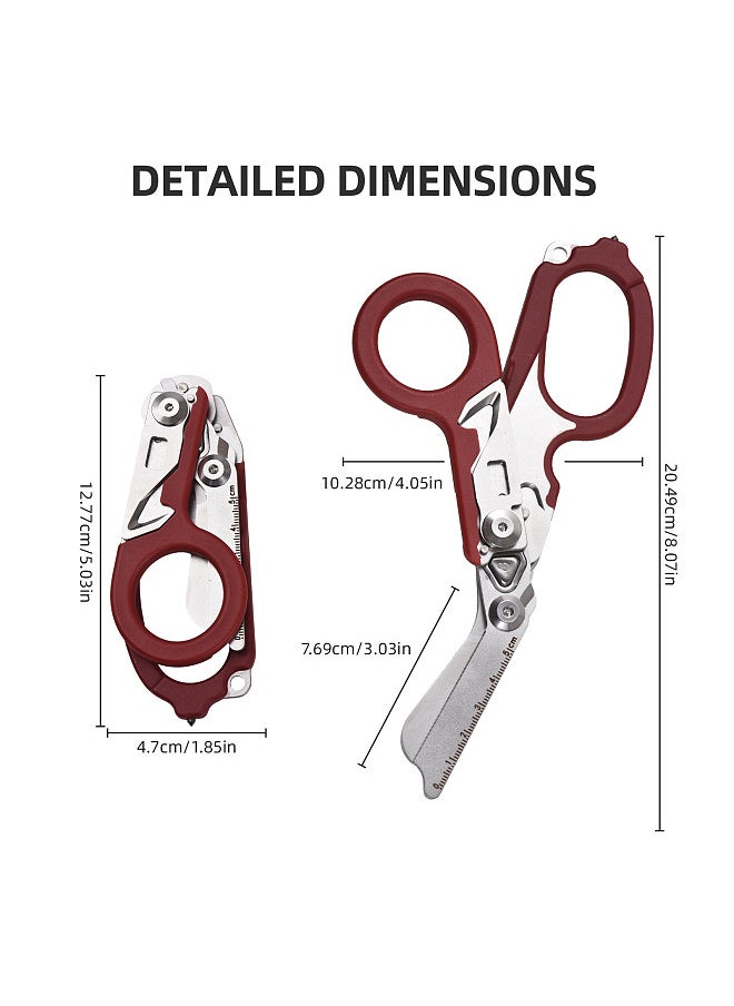 Generic Trauma Shear Multi functional Pliers Tool Outdoor Camping Tools Emergency Shears Ruler Band Cutter Glass Breaker Folding Scissors Non-slip Grip  - Image 3