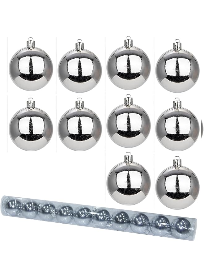 Christmas Ball Ornaments 6CM Ball- Set of 10, Xmas Tree Baubles, Holiday Decorations for Home, Party, and Tree, Color-Gray