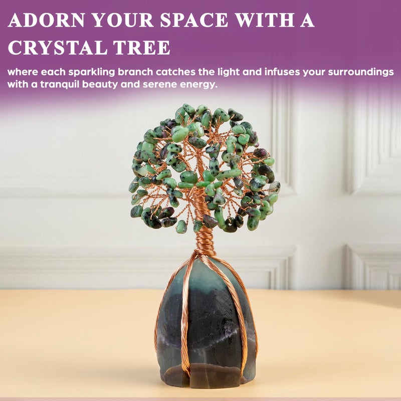 Crocon Ruby Zoisite Tree of Life  Handmade Gemstone Tree with Natural Fluorite Stone Base  Feng Shui Crystal Decoration  Spiritual Gift - Image 4