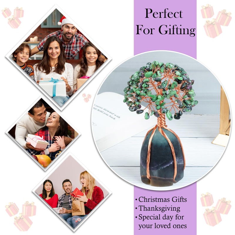 Crocon Ruby Zoisite Tree of Life  Handmade Gemstone Tree with Natural Fluorite Stone Base  Feng Shui Crystal Decoration  Spiritual Gift - Image 2