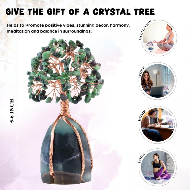 Crocon Ruby Zoisite Tree of Life  Handmade Gemstone Tree with Natural Fluorite Stone Base  Feng Shui Crystal Decoration  Spiritual Gift - Image 5
