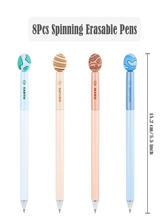 BAYTORY 8Pcs Erasable Gel Pens, 0.5mm Fine Point Rotatable Spinning Rub Out Pen with Erasers, Stress Relief Erasable Pens, Smooth Writing to Use for School Office Student (Blue Ink) - Image 2