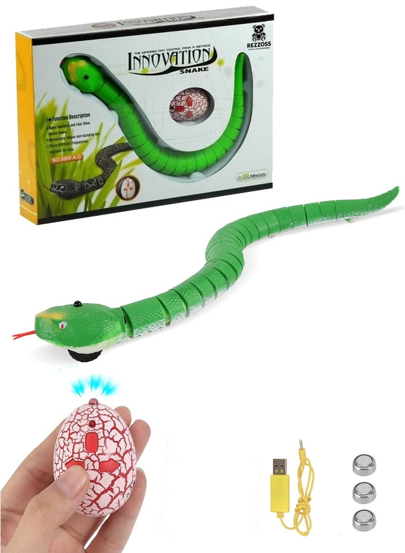 REZZOSS Remote Control Rattle Snake Realistic Robot Snake Toy – RC Animal Prank Toy with Infrared Receiver, Retractable Tongue & Swinging Tail | 3-Directional Movement & 3 Frequencies | Best Birthday & Eid Gift for Kids & Adult Pranksters Ages 6+ - Image 1