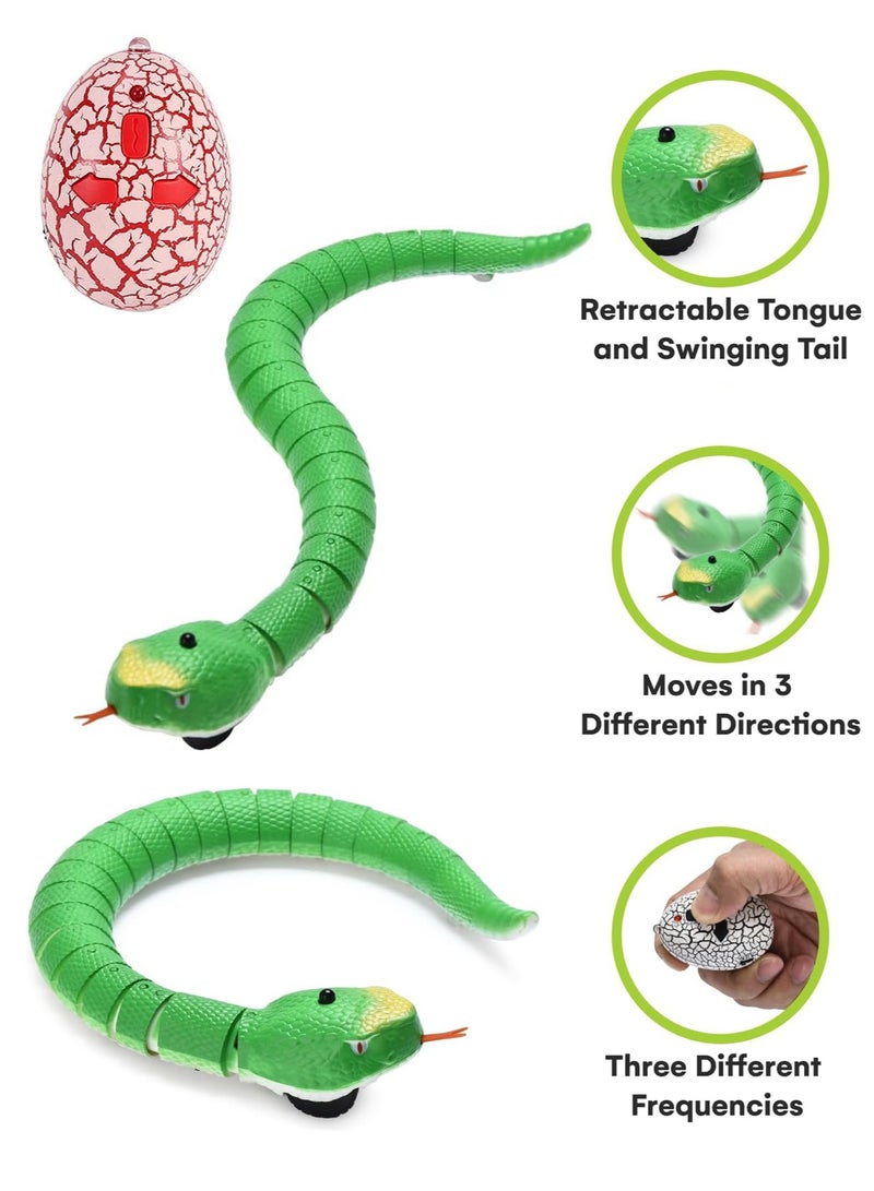REZZOSS Remote Control Rattle Snake Realistic Robot Snake Toy – RC Animal Prank Toy with Infrared Receiver, Retractable Tongue & Swinging Tail | 3-Directional Movement & 3 Frequencies | Best Birthday & Eid Gift for Kids & Adult Pranksters Ages 6+ - Image 2
