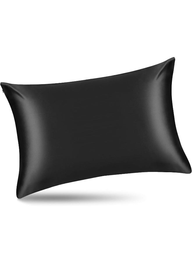 ALASKA BEAR ALASKA BEAR Silk Pillowcase for Hair and Skin Beauty Sleep 100 Real Mulberry Silk Anti-Aging Pillow Slip Case Cover Standard Size with Zipper (1pc, Black)  - Image 2