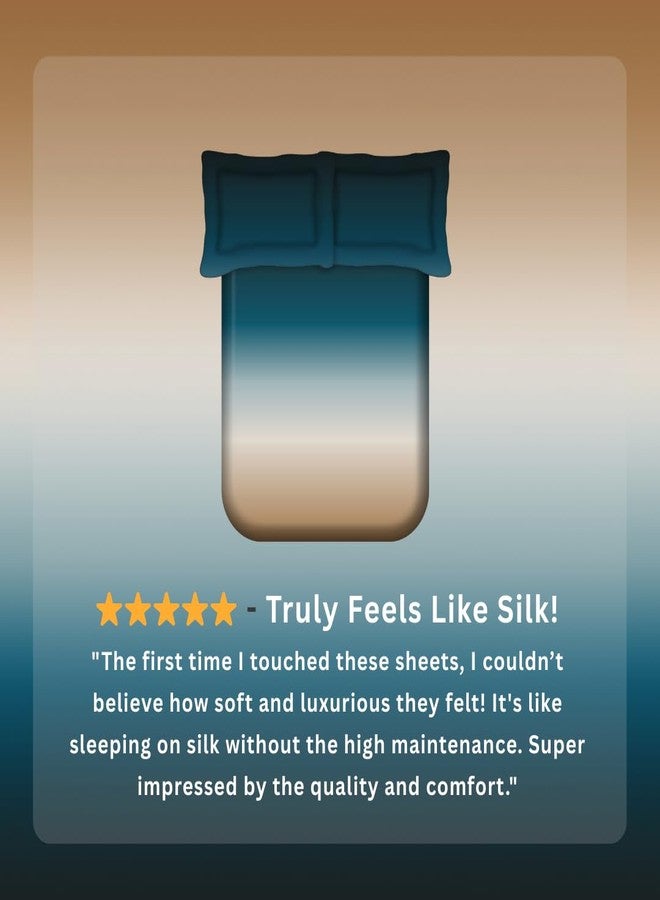 LABHAM® 300TC Tactile Silk Ombre Flat Bedsheet Set- King Size (274 x 274 cm) with 2 Pillow Covers (46 x 69 cm) | HD Digital Print | Ultra-Soft & Butterly Smooth | Shades - Image 5