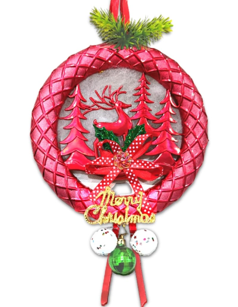 Quarya Christmas Decoration Wreath Wall Hangings for Home Front Door Wall Room Xmas Party Decorations Merry Christmas Decorative Items for Home Office Decor (1 pc) - Image 1