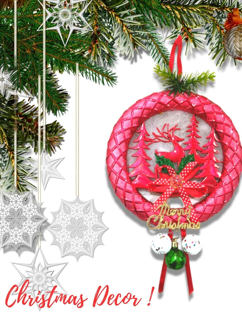 Quarya Christmas Decoration Wreath Wall Hangings for Home Front Door Wall Room Xmas Party Decorations Merry Christmas Decorative Items for Home Office Decor (1 pc) - Image 5
