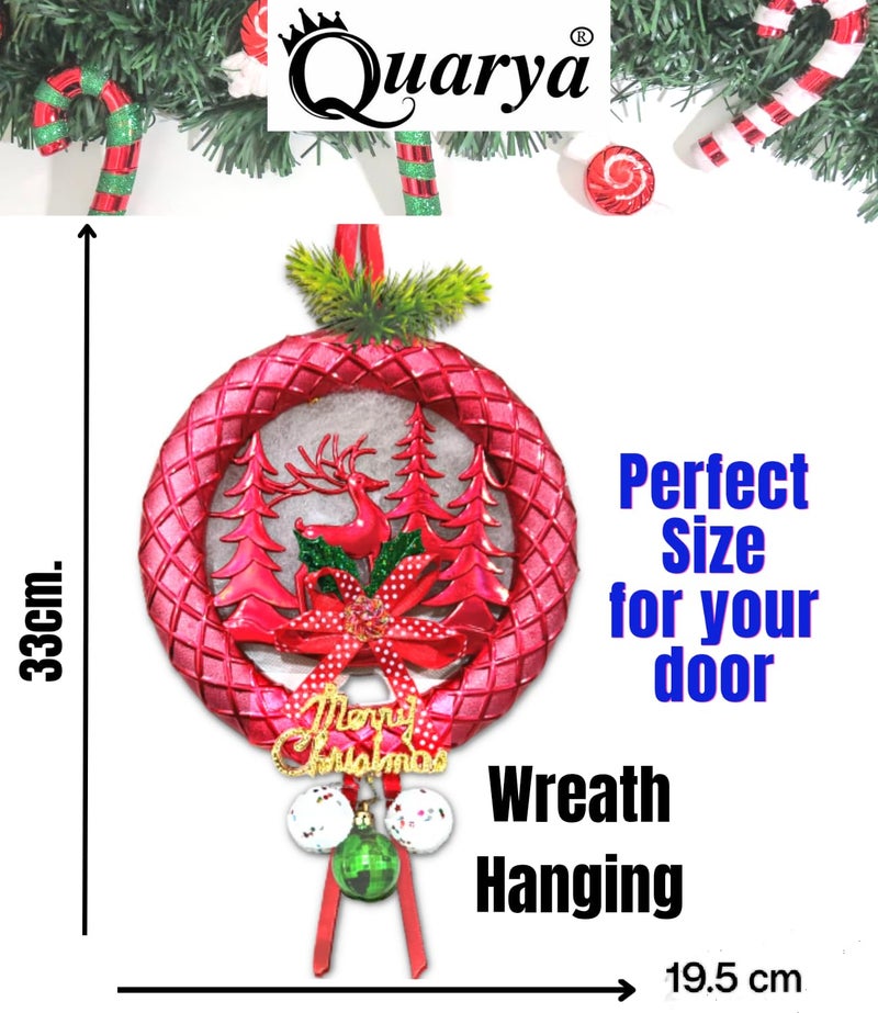 Quarya Christmas Decoration Wreath Wall Hangings for Home Front Door Wall Room Xmas Party Decorations Merry Christmas Decorative Items for Home Office Decor (1 pc) - Image 2