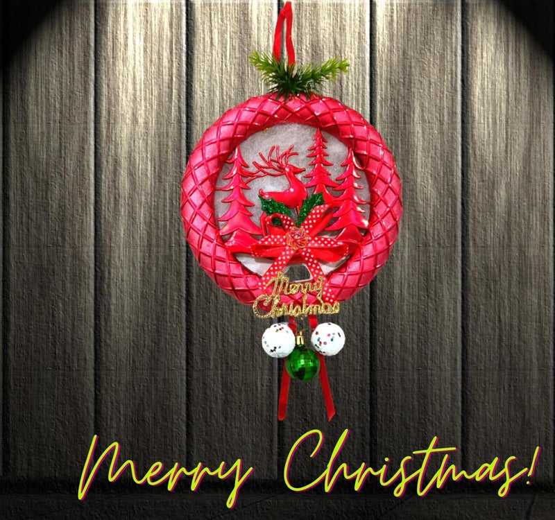 Quarya Christmas Decoration Wreath Wall Hangings for Home Front Door Wall Room Xmas Party Decorations Merry Christmas Decorative Items for Home Office Decor (1 pc) - Image 4
