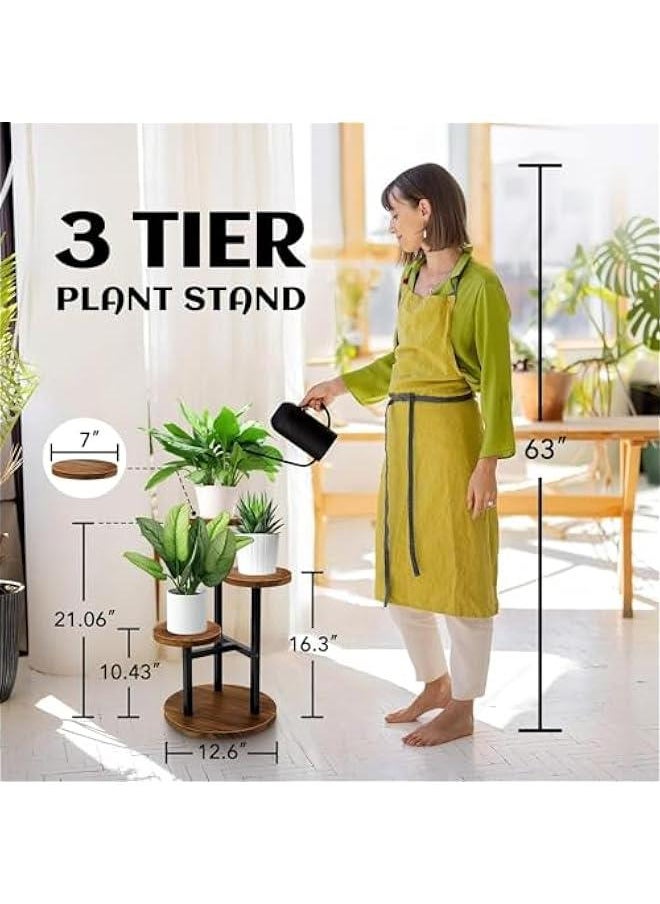 HOOKOR 3 Tier Plant Stand, Tall Metal Wood Shelf Holder for Indoor Plants, Outdoor Garden Plant Display Rack Flower Pot Stand for Corner Living Room Balcony Garden Patio (3 Tier)  - Image 2