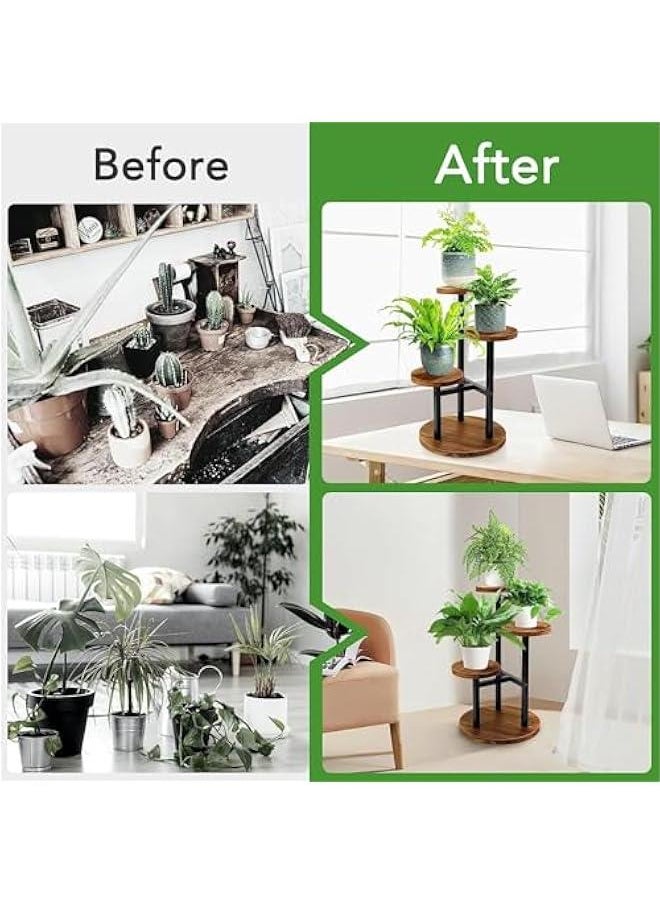 HOOKOR 3 Tier Plant Stand, Tall Metal Wood Shelf Holder for Indoor Plants, Outdoor Garden Plant Display Rack Flower Pot Stand for Corner Living Room Balcony Garden Patio (3 Tier)  - Image 4