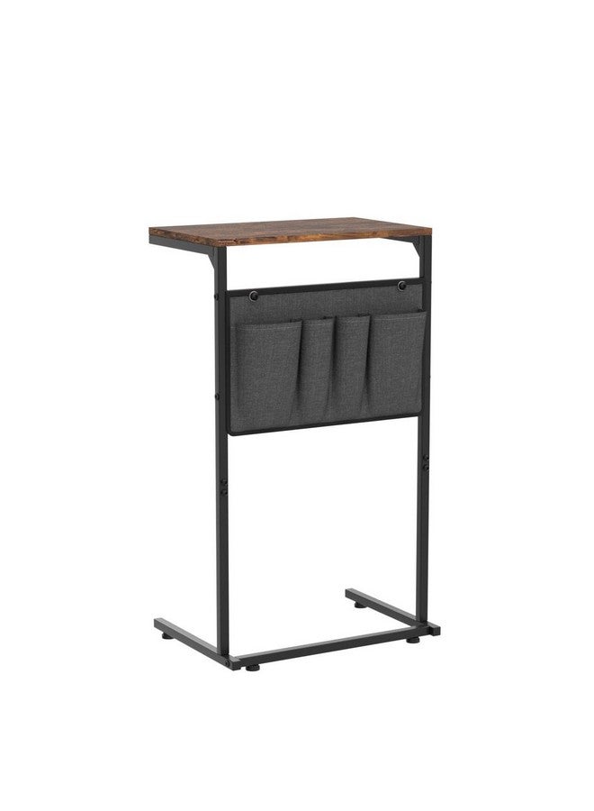 Vantic Vantic C Shaped End Table, Small Side Table for Couch and Recliner, Slide Under Sofa Tray Desk with Storage Bag for Living Room and Bedroom, Rustic Brown  - Image 4
