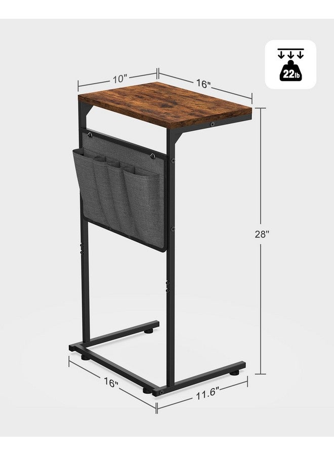 Vantic Vantic C Shaped End Table, Small Side Table for Couch and Recliner, Slide Under Sofa Tray Desk with Storage Bag for Living Room and Bedroom, Rustic Brown  - Image 3