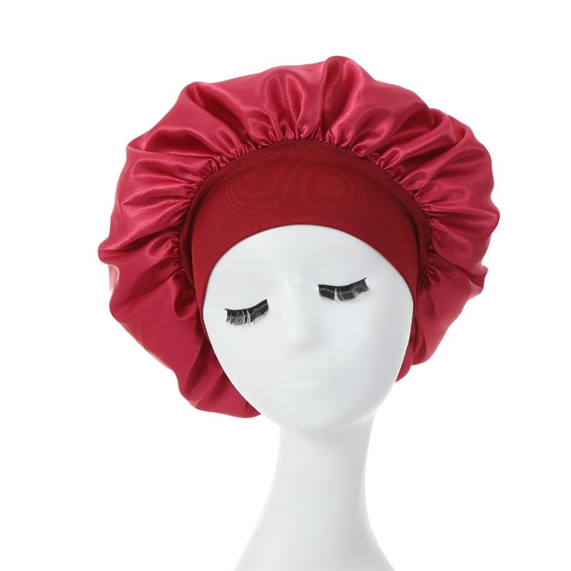 Elastic Wide-Brim Sleep Cap for Women White - Image 4