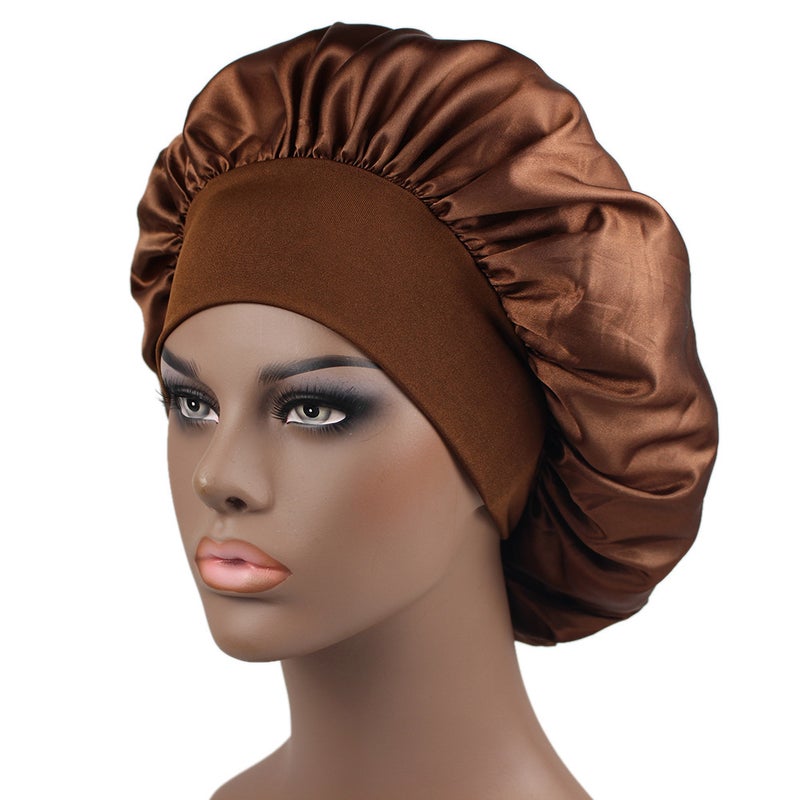 Elastic Wide-Brim Sleep Cap for Women White - Image 3