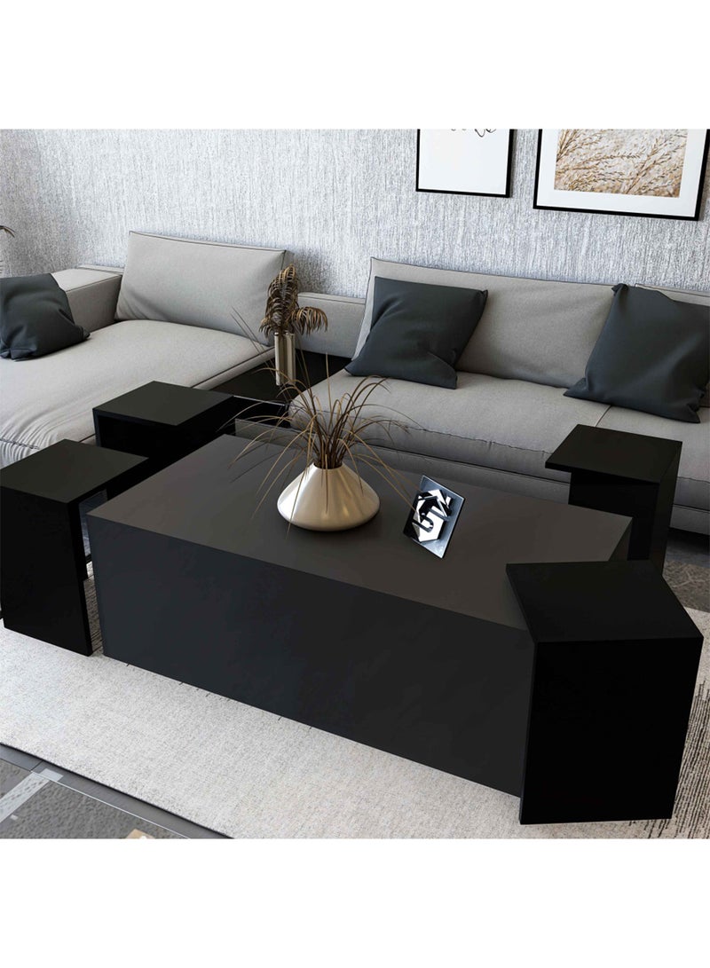 Stylish Home Coffee Table with Side Tables - Grey and Black - CT61 - Image 3