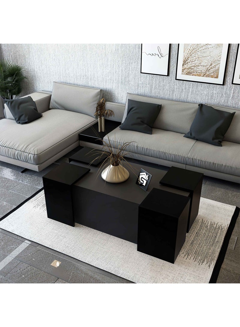 Stylish Home Coffee Table with Side Tables - Grey and Black - CT61 - Image 4