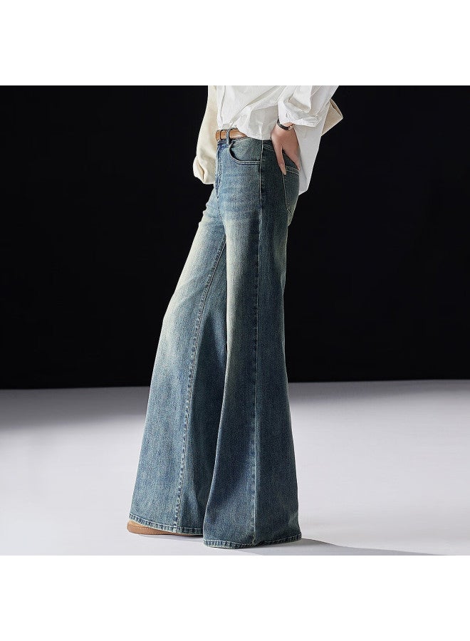 Dme [ziyou Dangli] Autumn Urban Street Retro Cat Whisker Flared Pants, Distressed Loose Women's Jeans - Image 2