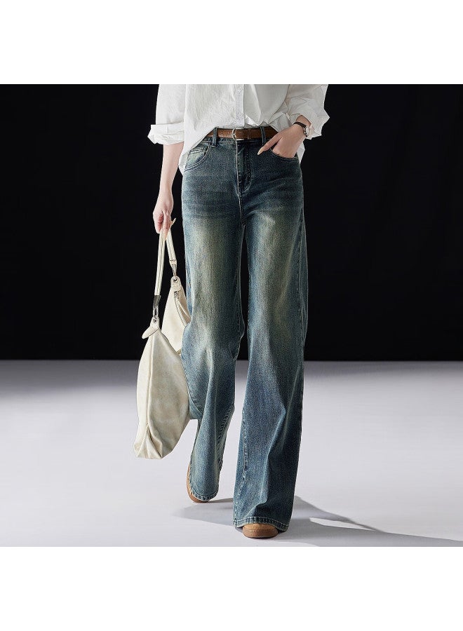 Dme [ziyou Dangli] Autumn Urban Street Retro Cat Whisker Flared Pants, Distressed Loose Women's Jeans - Image 3